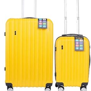مجموعة شنط سفر فياتور مكونة من قطعتين من ام ان يو كيه | شنطة سفر ناعمة ومريحة بجوانب صلبة وقفل تي اس ايه | مصنوعة من مادة البولي بروبيلين | عجلات مزدوجة 360 درجة | مقصورة، مقاس L، اصفر