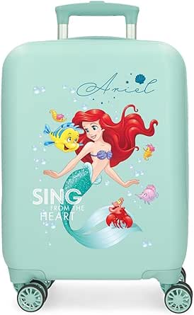 شنطة سفر ديزني Princesas من جوما، لون ازرق، مقاس 33 × 50 × 20 سم، قفل جانبي صلب من مادة ABS بسعة 28.4 لتر، 2 كجم، 4 عجلات مزدوجة، شنطة يد للامتعة والامتعة