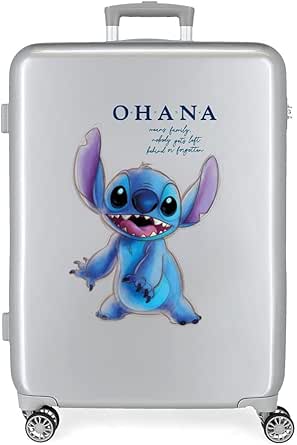 ديزني شنطة سفر ستيتش مودز من ادورابل مصنوعة بلاستيك ايه بي اس مع قفل جانبي باربع عجلات يد مزدوجة للامتعة 100 ماليتا ميديانا متوسطة رمادي
