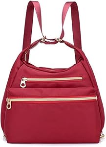 حقيبة ظهر نسائية من Ancoree متعددة الوظائف حقيبة ظهر متعددة الوظائف حقيبة كتف قماش حمل حقيبة تسوق قابلة لإعادة الاستخدام، حقيبة سفر للسيدات حقيبة كروس (اللون: أحمر)
