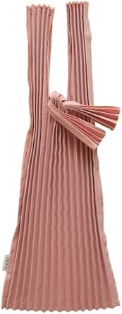 شنطة تسوق قابلة لاعادة الاستخدام بتصميم تجعد، شنطة كتف محمولة لحماية البيئة وقابلة للطي وشديدة التحمل للنساء (مقاس M، بينك)