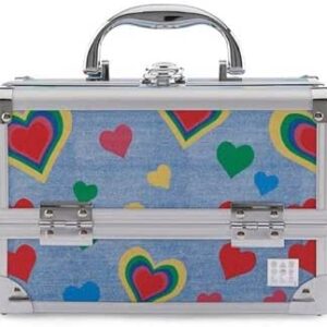 كابودلز حقيبة قطار للنساء، طباعة قلوب دينيم، طباعة قلوب دينيم، حقيبة قطار، بلاستيك