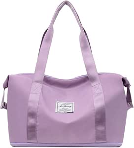 حقيبة سفر قابلة للتوسيع لفصل الجاف والرطب والرياضة واليوجا واللياقة البدنية بسعة كبيرة لتخزين التدريب على السفر لمسافات قصيرة، البوليستر، أسود