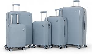 مجموعة حقائب سفر بابلو من بولي بروبيلين غير قابلة للكسر - 5 قطع - اغطية مزدوجة 360 درجة - 900-22 - ازرق فاتح