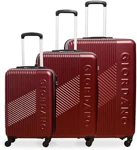 جيوردانو مجموعة شنط سفر من سلسلة لوجو 3 قطع بهيكل صلب مادة ABS خفيفة الوزن ومتينة بـ4 عجلات مع قفل ارقام امن ارقام. 20/24/28 انش كستنائي