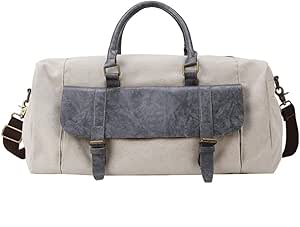 شنط رياضية قماشية للياقة البدنية للنساء والرجال، شنطة رياضية بسعة كبيرة للتدريب في الهواء الطلق، شنطة كتف متعددة الوظائف (بيج، 50 × 22 × 22 سم)