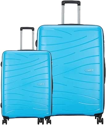 سكاي باجز مجموعة شنط سفر من البولي بروبلين بنمط سادة ماكس 8 واط 360 درجة | 4 عجلات | كابينة 55 سم، L - 79 سم، ازرق