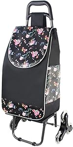 اي ال كيو واي كيو جي عربة تسوق مصنوعة من قماش اوكسفورد المقاوم للماء وخفيفة الوزن من الستيل قابلة للطي بـ6 عجلات بسعة كبيرة من المايكروفايبر (اللون: بني، المقاس: مقاس واحد)