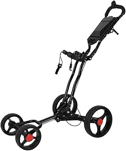 اووفاسا عربة جولف 4 عجلات صغيرة للغاية وخفيفة الوزن من كالاوي، عربة جولف بعجلات من خليط معدني من الالومنيوم بلون اسود