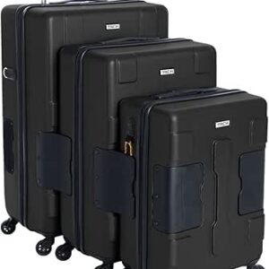 تاك مجموعة شنط سفر بهيكل صلب من 3 قطع في - 22 و24 و28 انش مع اقفال تي اس ايه | حقائب حمل على شكل مربعات M & L | نظام توصيل مدمج حاصل براءة اختراع يربط بسهولة 6 أسود السفر