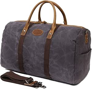 شنطة سفر كاجوال من القماش الخشن من فالكين، شنطة يد رياضية لصالة الالعاب الرياضية ليلا وعطلة نهاية الاسبوع، شنطة يد كبيرة توت (اللون: رمادي غامق) (اللون: رمادي داكن)
