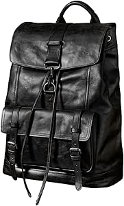 RANRANJJ حقيبة الظهر جلدية ، Nepauks تحمل على الظهر Android بحجم 17 بوصة ، حقيبة الكتب ذات السعة كبيرة ، حقيبة كتف للرجال والنساء (اللون: أسود)