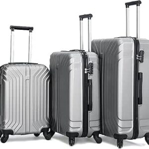 طقم شنط سفر 8013 بعجلات من 3 قطع من كابيتال، لون فضي، مقاسات 20، 24، 28, فضي, 20,24,28، بلاستيك