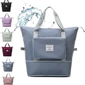 شنطة سفر قابلة للطي بسعة كبيرة من زيتاو، شنطة دفل للسفر قابلة للطي للجنسين خفيفة الوزن ومقاومة للماء، شنطة يد / شنطة كتف - ازرق