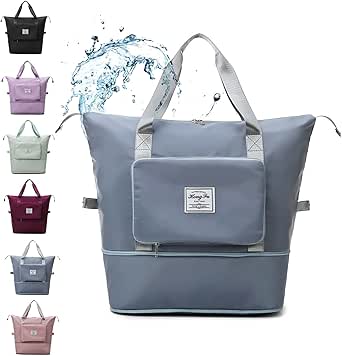 شنطة سفر قابلة للطي بسعة كبيرة من زيتاو، شنطة دفل للسفر قابلة للطي للجنسين خفيفة الوزن ومقاومة للماء، شنطة يد / شنطة كتف - ازرق