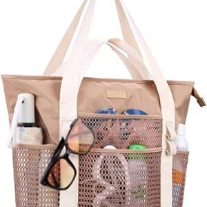 لاكدو حقيبة شاطئ للنساء، حقيبة كبيرة توت للشاطئ للنساء، مقاومة للماء والرمل، حقيبة حمام السباحة قابلة للطي للشاطئ والعطلات وحمام السباحة والسفر