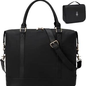 حقيبة نسائية لعطلة نهاية الأسبوع من القماش الخشن للحمل طوال الليل بمقبض عربة, One_Size, كلاسيك