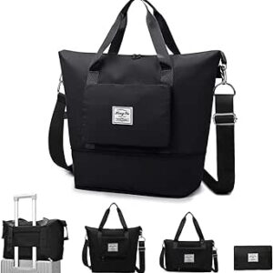 شنطة يد كبيرة توت من القماش الخشن للسفر وعطلة نهاية الاسبوع والليل للنساء للطائرات، شنط توت مع حافظة بعجلات