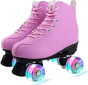 تزلج التزلج على الجليد بكرات فائقة العجلات من رولرز سكيتس هي سلسلة تزلج احترافية مزدوجة من الألياف الدقيقة (وردي، 37)