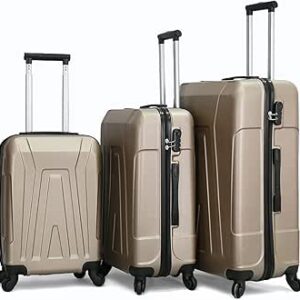 طقم شنط بعجلات من كابيتال، 8012، 3 قطع بلون ذهبي فاتح, 20,24,28، بلاستيك