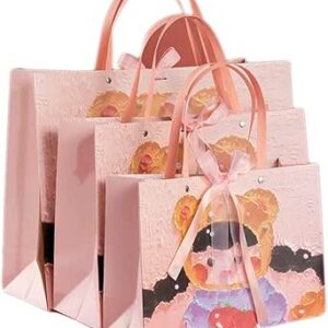 شنطة يد كبيرة توت للبنات لتغليف الهدايا في رياض الاطفال في عيد الميلاد، شنطة هدايا للنشاطات (اللون: زهري، المقاس: B)