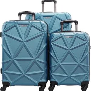 مجموعة حقائب سفر خفيفة الوزن من 3 قطع بجوانب صلبة مادة ABS مقاس 20/24/28 انش بارا جون أكريلونيتريل بوتادين ستايرين أزرق