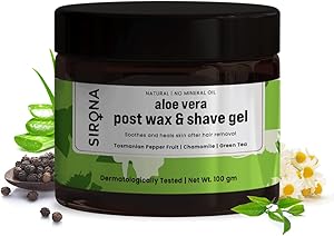 سيرونا لوشن ما بعد الحلاقة جل طبيعي خال من الزيوت المعدنية للرجال والنساء - 100 غرام | يهدئ ويعالج البشرة بعد ازالة الشعر بالصبار والشاي الاخضر وفلفل تسمانيا والبابونج