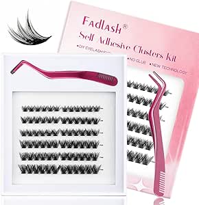 فادلاش رموش ذاتية اللصق، لا تحتاج إلى صمغ، مجموعة وصلات رموش ذاتية الصنع، رموش مسبقة الحظ، وصلات رموش سهلة الاستخدام، لا تسبب ضررًا (Z2-D-8-16 ملم)