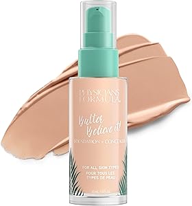 فزشنز فورميولا كريم اساس + كونسيلر باتر بيليف ات! خفيف الوزن ومغذي وخفيف الوزن، خفيف الوزن، خفيف الوزن، خفيف الوزن، 1 اونصة سائلة (عبوة من قطعة واحدة)، لكل انواع البشرة، كل الأنواع