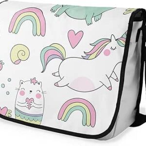 بوناميزون شنطة ماسنجر مدرسية مطبوعة رقميا للطلاب، شنطة كروس بودي وشنطة ساعي، شنطة كتف للمدرسة، العودة الى المدرسة، المقاس: 29 × 36 سم