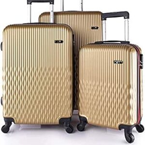 طقم حقائب سفر 3 قطع من نيو ترافيل مقاس 28/24/20 بوصة CS001/3P، أكريلونيتريل بوتادين ستايرين (ABS)، ذهبي