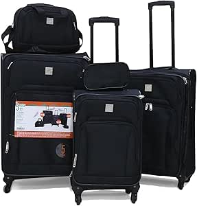 ترافيليتي 3 قطع حقيبة ترولي + يد + لاب توب للجنسين L 28-M 24-S 20-D 16-D 10 اسود بوليستر
