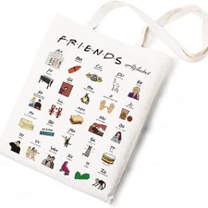 شنطة توت قماشية بتصميم حروف ابجدية من تويليا فريندز مصنوعة من القطن وقابلة لاعادة الاستخدام ومناسبة كهدية للاصدقاء والمعجبين للنساء والرجال