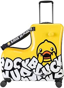 او وي لا شنطة سفر للاطفال من البولي كربونات مع عجلات بعجلات قابلة للركوب تناسب الاطفال سن 1-12 سنة 20 24 انش اصفر امتعة ركوب دوارة بلاستيك ايه بي اس