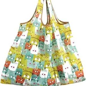 شنطة تسوق قابلة للطي للجنسين من كولورايه، شنطة تسوق قابلة لاعادة التدوير مقاومة للماء، شنطة يد للسفر 300D صديقة للبيئة قابلة للطي وجذابة