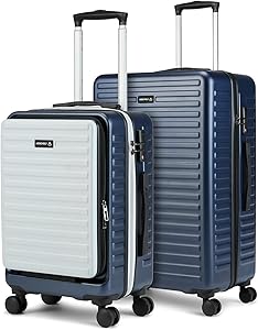حقيبة سفر صلبة من البولي كربونات - حقيبة سفر صلبة فاخرة بعجلات, ديوال بلو, 20 & 24 Inches, Stark_BlueSlvr-Combo2، من ذا اسامبلي