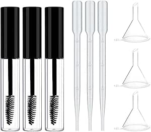 ريفيدا انبوب ماسكارا فارغ زجاجة حاوية كريم الرموش 3 مل مع عصا رموش وقمع وماصات نقل مجموعة مثالية لمستحضرات التجميل التي تصنعها بنفسك لزيت الخروع ومستحضرات قطع ابيض