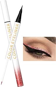 قلم تحديد عيون لامع مزدوج الجوانب من ام تي يو في كيه جي تي، قلم تحديد عيون سائل اسود عالي الاصطباغ ومقاوم للماء وسريع الجفاف، ظلال عيون لامعة، مكياج عيون احترافي (04)