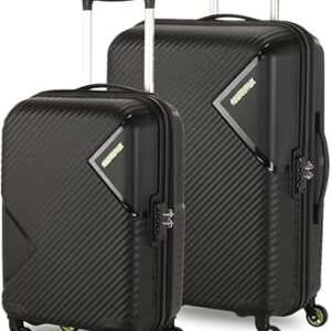 مجموعة حقائب سفر اوميجا صلبة كبيرة بهكيل قوي وعجلات مقاومة للصدأ مع سحاب محكم وقفل برمز، لون أحمر - (55 + 79 سم) - قطعتين، من اميركان توريستر