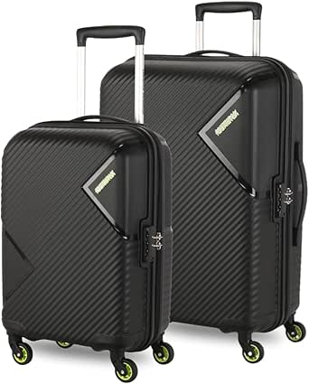 مجموعة حقائب سفر اوميجا صلبة كبيرة بهكيل قوي وعجلات مقاومة للصدأ مع سحاب محكم وقفل برمز، لون أحمر - (55 + 79 سم) - قطعتين، من اميركان توريستر