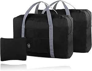 شنطة سفر قابلة للطي ومقاومة للماء للحمل في صالة الالعاب الرياضية والعطلات والرياضة من قطعتين - اسود