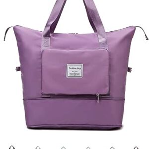 كول بيبي شنطة دفل مطورة قابلة للطي بسعة كبيرة، شنطة سفر محمولة، خفيفة الوزن، مقاومة للماء، قماش اكسفورد للرياضة وصالة الالعاب الرياضية والعطلات، ارجواني فاتح، عصرية