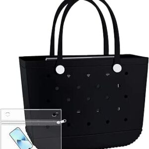 شنطة يد مطاطية للشاطئ مقاومة للماء وقابلة للغسل، شنطة يد متينة وعصرية للسفر والرياضة والشاطئ والبقالة وحمام السباحة والسفر مقاس XL