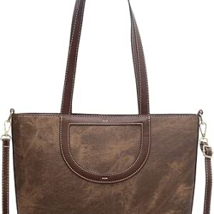 شنطة يد كبيرة بتصميم كلاسيكي للنساء من اتش اس اي ون جيا، شنطة يد للابتوب وشنطة يد مع سحاب, بني, حقيبة نسائية محمولة بكتف واحد ريترو بسعة كبيرة