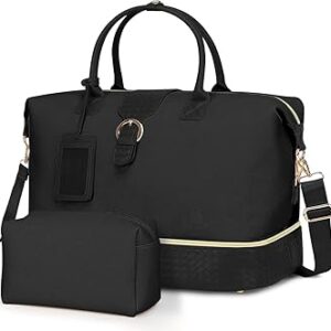 شنط سفر لعطلة نهاية الاسبوع للنساء، شنطة دفل من الجلد الصناعي مع جيب للحذاء وحقائب ادوات الزينة