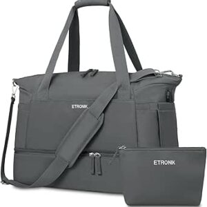 ايترونيك شنطة صالة الالعاب الرياضية للنساء، شنطة سفر مع جيب للاحذية، شنطة عطلة نهاية الاسبوع مع منفذ شحن USB