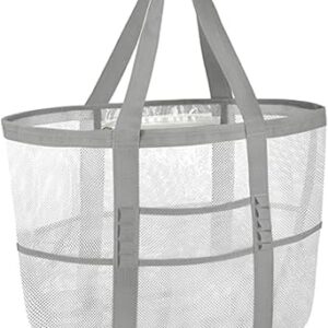 شنطة شاطئ عائلية كبيرة، شنطة شبكية كبيرة، شنطة حمام سباحة، شنطة شاطئ قابلة للطي، شنطة شبكية مجوفة بسعة كبيرة، شنطة تخزين الالعاب ومعدات السباحة والشاطئ، اسود، 43 × 20 × 39 سم