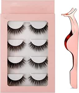 رموش صناعية ثلاثية الابعاد من فرو المنك الصناعي قابلة لاعادة الاستخدام وطويلة وسميكة لوصلات المكياج، 5 ازواج مصنوعة يدويا مع مشبك