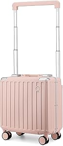 سوماجو شنطة سفر محمولة 18 انش بجوانب صلبة وخفيفة الوزن مع قفل تي اس ايه مقاس لون بينك عجلات دوارة زهري حقيبة بعجلات بولي كربونات PC