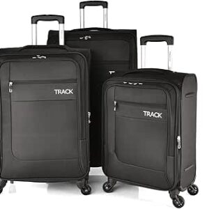 مجموعة شنط سفر بجوانب لينة بعجلات من تراك طقم 3 قطع- موديل B417 - اسود أسود نايلون